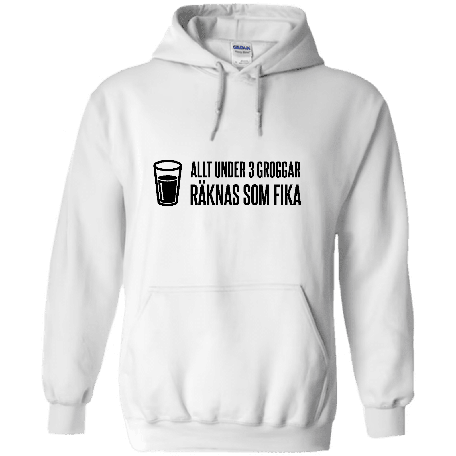 "ALLT UNDER 3 GROGGAR ÄR EN FIKA" - Hoodie med Tryck - TryckXpressen