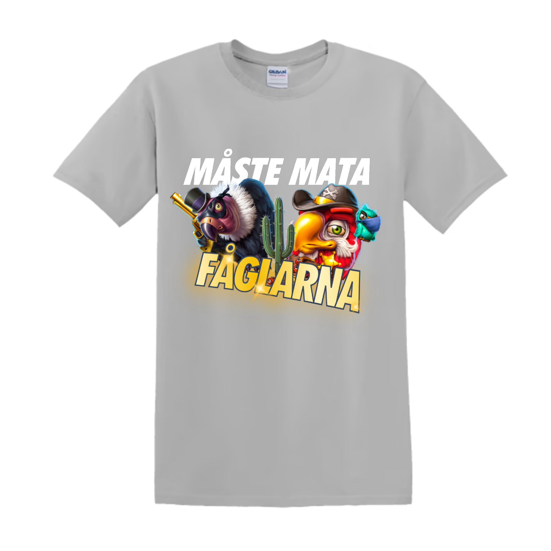 "MÅSTE MATA FÅGLARNA" - T-Shirt med Tryck