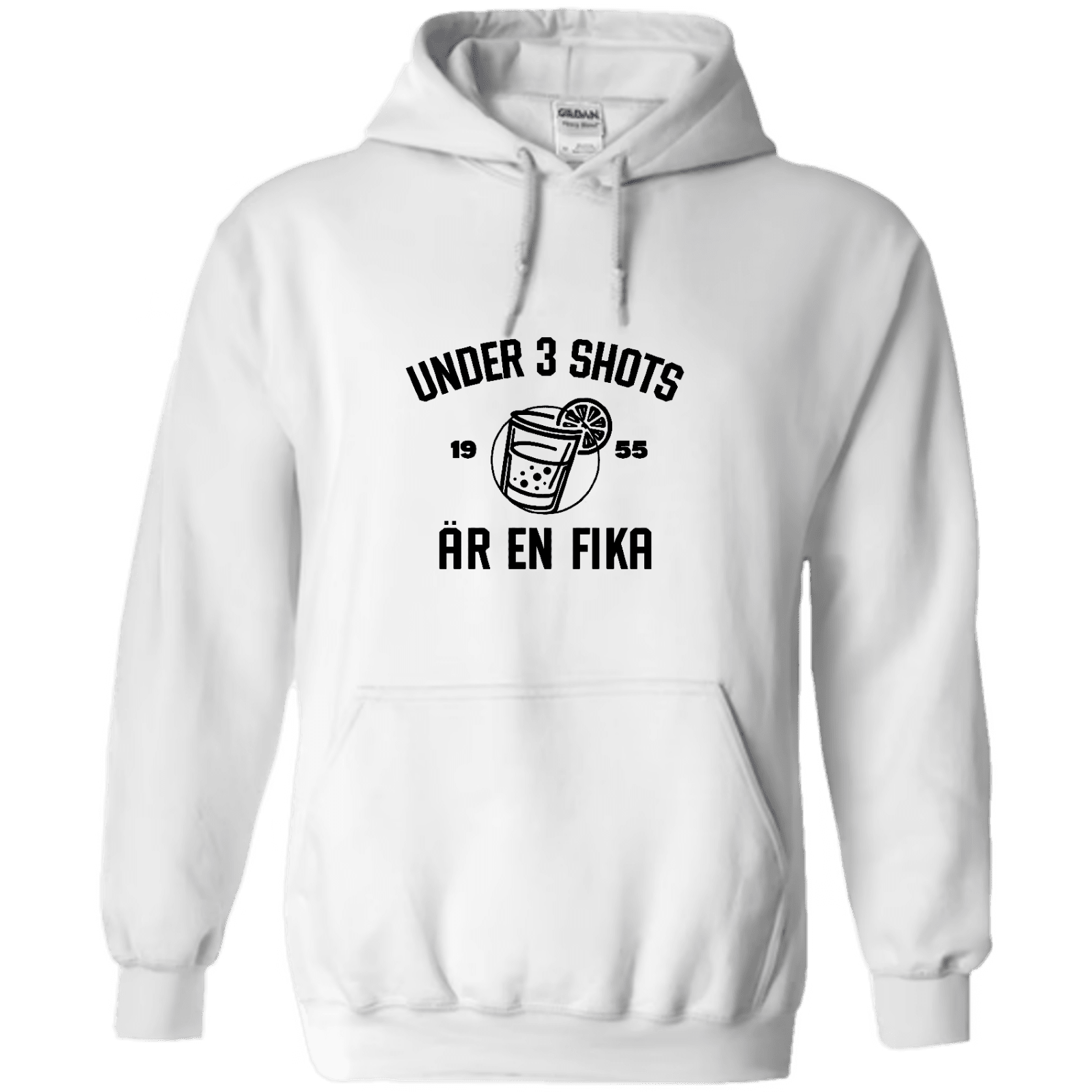 "Under 3 Shots är en Fika" - Hoodie med Tryck - TryckXpressen